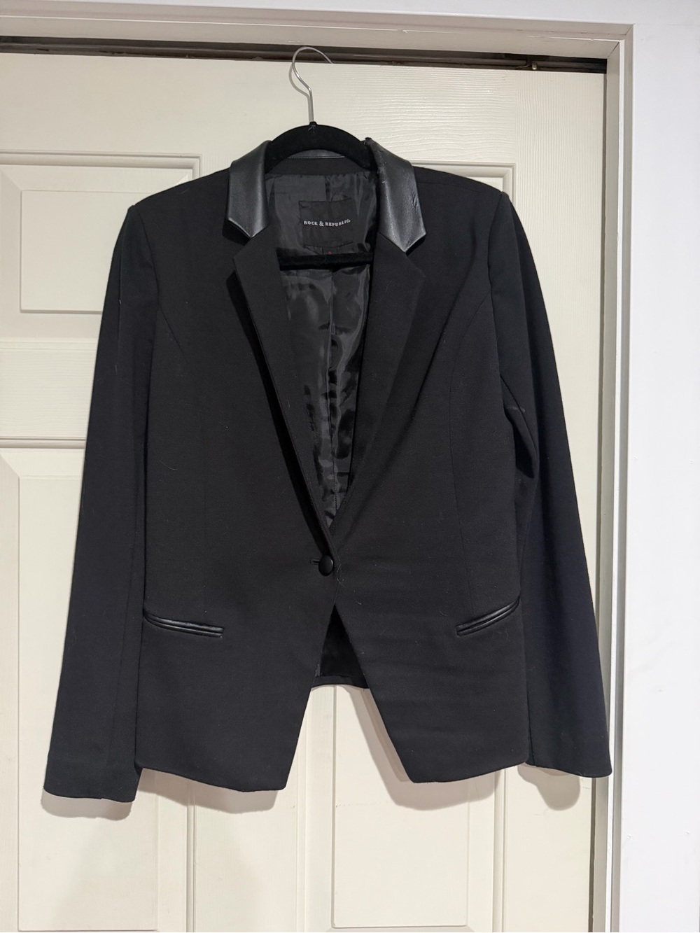 Rock & Republic Black Blazer with Faux-Leather Trim Bundle 3+ clothes under $20